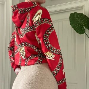 Nike Red and Gold Chain Print Hoodie